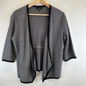 Alfani Gray Drape Front Open 3/4 Sleeve Cardigan Womens Medium Business Casual